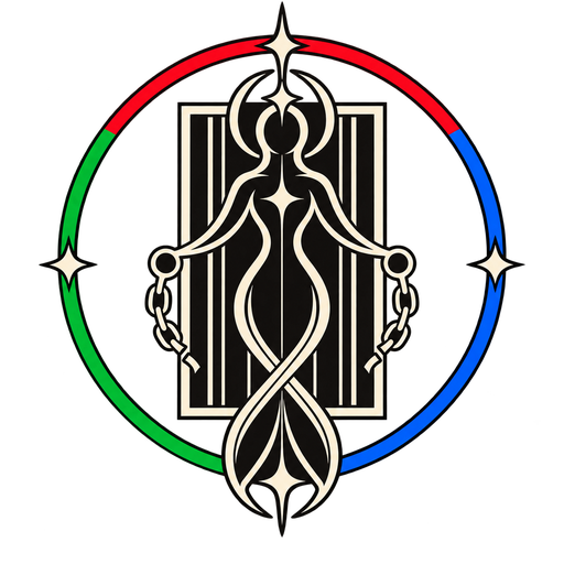 Abbé Faria mark: a bounded figure breaking chains within the Hermetic Labs color ring.